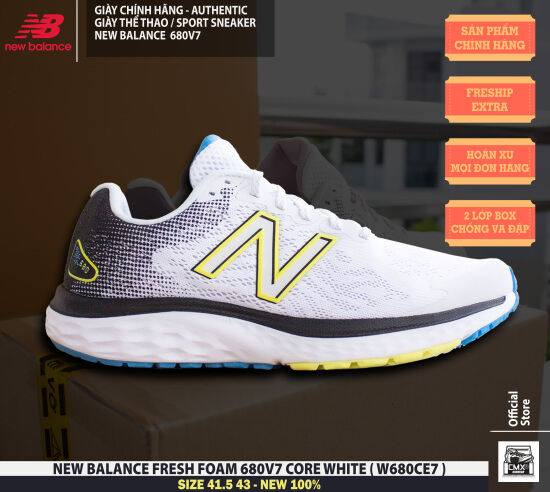 Hàng chính hãng  giày new balance fresh foam 680 v7 core white  w680ce7 - ảnh sản phẩm 1