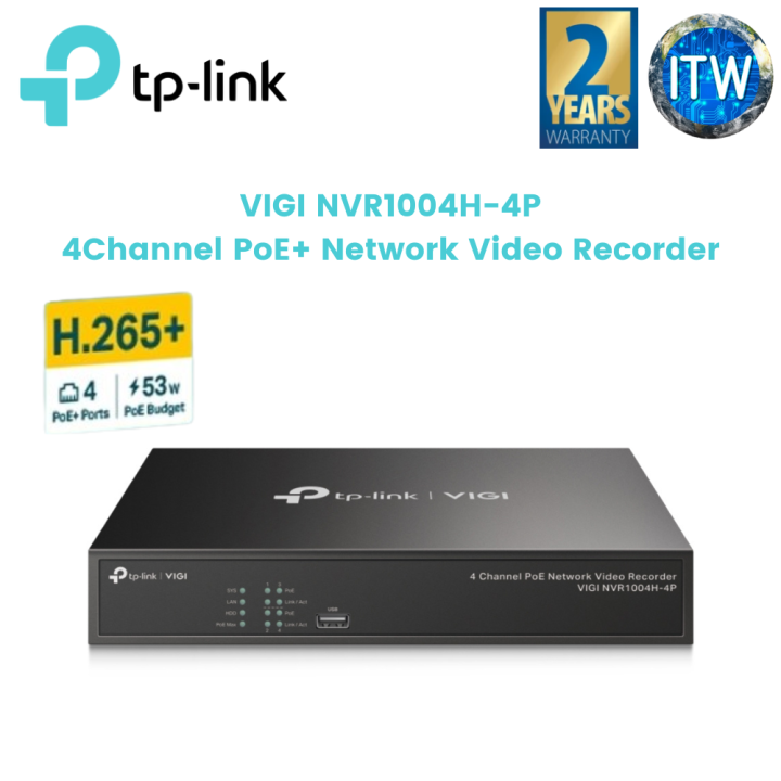 TP-Link VIGI 4チャンネル ネットワークビデオレコーダー PoE  H.265 プロフェッショナル用 ONVIF準拠 スピーカー内蔵 NVR1104H-4P