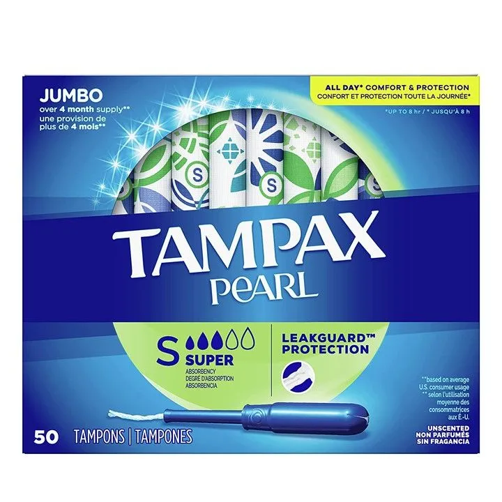 Tampax Pearl Tampons Super Absorbency With Leakguard Protection ...