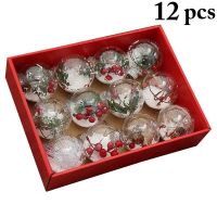 12Pcs Christmas Ball Decor Transparent Globe Hanging Ball Tree Decoration For Christmas Party Supplies Random Style