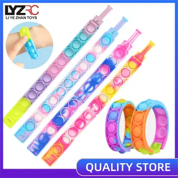 16 Pcs Bracelets Glow in The Dark Pop It Fidget Toy, Rainbow Party Favors, Anti-Anxiety Stress Relief Wristband Set, Push Bubbles Sensory Autistic