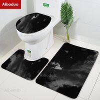 【LZ】△  Aiboduo 3 pçs/set transporte da gota bathmat tapete antiderrapante toalete capa tapete do banheiro preto céu noturno conjunto de almofada do banheiro suprimentos