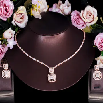 Chic CZ Inlaid Pink Diamond Heart Necklace - Take All Necklaces