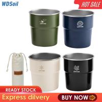 WDSoil ถ้วยกาแฟสเตนเลสสตีลสำหรับกลางแจ้งน้ำหนักเบา300มล. 4ชิ้นถ้วยน้ำชากาแฟน้ำหนักเบา