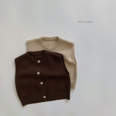 （Good baby store） Spring Fashion Solid Color Children  39;s Clothing Boys Casual Sweater Toddler Girls Knitting Cardigan Vest Coat 2022 New 1-6Y