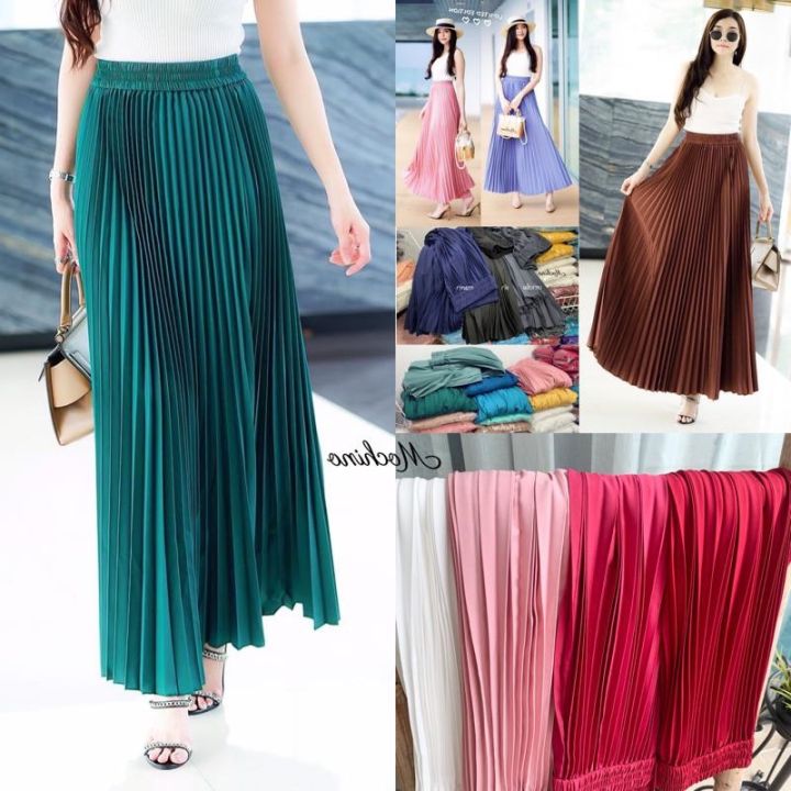 cod-dsfgretgrytwe-กระโปรงยาวพลีท-pleated-skirts-พลีทแน่น