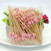 Vegetable Sticks 12cm Length Dessert Salad Cupcake Heart Shaped Fruit Fork Food Picks Stick Bamboo Toothpick Skewer