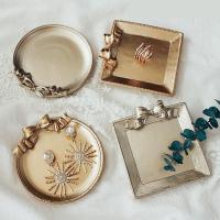 European Retro Storage Tray Resin Candle Jewelry Earrings Display Plate Home Wedding Dessert Cake Decorative Sundries Organizer