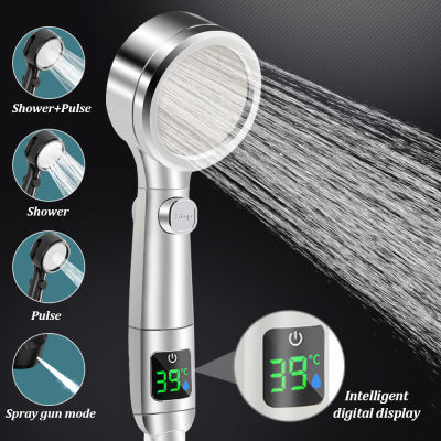 2023 Shower Head Inligent Temperature Display LED 4 Modes Adjustable High Pressure Water Saving Sprayer Bathroom Accessories