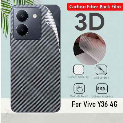 สำหรับ Vivo Y36 Y35 Y22s Y22 Y16 Y02s Y02A VivoY36 Y02 4G 2023กันลื่น3D คาร์บอนป้องกันคาร์บอนไฟเบอร์ยามด้านหลังปกป้องหน้าจอฟิล์มด้านหลังไม่กระจกเทมเปอร์