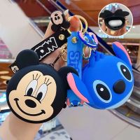 Cute Silica Gel Disney Earphone Storage Bag Cartoon Mickey Stitch Coin Purse Girls Wallet Bags With Wrist Strap Keychain