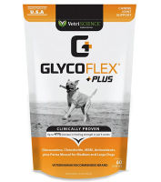 Glyco flex Plus Hip &amp; Joint Support รสเป็ด แบบขนมเคี้ยว 60ชิ้น กลูโคซามีน 1000mg. อาหารเสริมสำหรับสุนัข อาหารเสริมบรรเทาอาการปวดข้อกระดูก Glycoflex