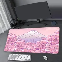 Art Scenic Mouse Pad อุปกรณ์เล่นเกม แผ่นรองเมาส์ แผ่นรองโต๊ะ ดอกไม้สีชมพู แผ่นคีย์บอร์ดเกมมิ่งขนาดใหญ่ XXL Sakura 900x400 มม