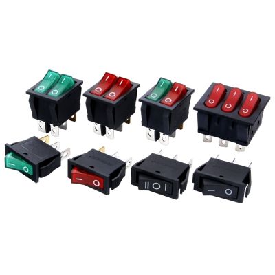 5PCS KCD3 KCD6 KCD8 Rocker Switch Push Button Boat Switch ON-OFF ON-OFF-ON Red Yellow Green Power Switch Latching