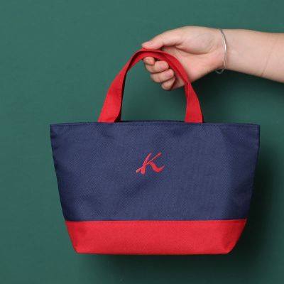 ☸ Free shipping for daily orders Red and blue color fashion Oxford cloth handbag portable lunch box bag bento bag lunch bag