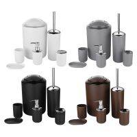 ™❀ 6Pcs Bathroom Accessories Set Bathroom Dispenser Shower Bathroom Accessories Set with Trash Can with Lid Shower Accessories