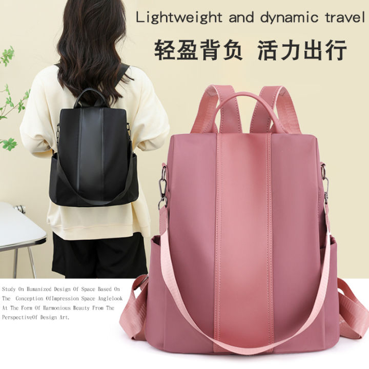 2023-new-korean-style-simple-solid-color-large-capacity-shoulder-bag-outdoor-leisure-travel-oxford-cloth-backpack-for-women-2023