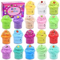 18 Colors Fluffy Slime Kit Cake Animal Candy Fruit Butter Slime Super Stretchy and Non-Sticky Squeeze Toy Slime Kit Stress Relie