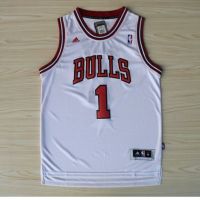 เสื้อคุณภาพสูง 【JAN】 NBA Jersey Chicago Bulls No.1 Rose Rose Jersey Sports Jersey The New New fabric white