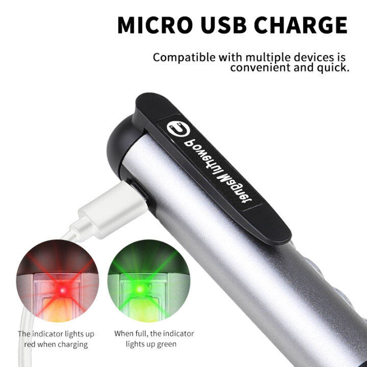 mini-led-flashlight-xpe-cob-lamp-beads-ultra-bright-torch-with-clip-magnet-work-light-waterproof-usb-rechargeable-flashlight