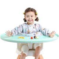 【CC】 Baby Bib Table Cover Dining Gown Saliva Burp Apron Food Feeding towel tray with storage bag