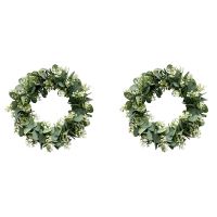 2X Eucalyptus Wreath Farmhouse Decor, Green Wreath Front Door Farmhouse Artificial Wreath Spring Summer Greenery Wreath