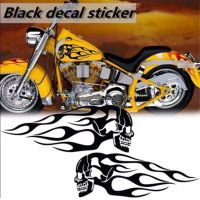 ▩卐✽ Motorcycle flame skull universal fuel tank car sticker badge totem modification skull sticker garland