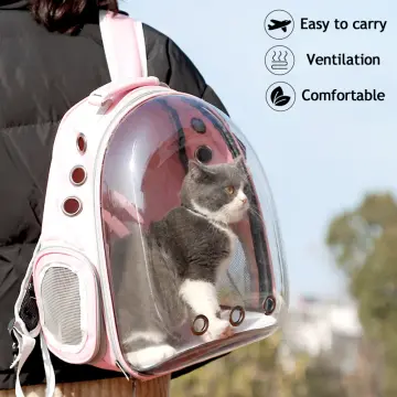 Pet Cat Carrier Bag Cat Carrier Backpack Square Outdoor Carry Travel Pet  Bags Breathable Transparent Cats