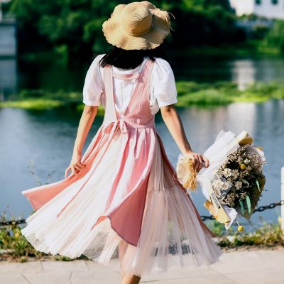 Women Cotton Linen Cross Back Apron Korea Housework Baking Wrap with Pocket Florist Dress Solid Color Garden Kichen Apron