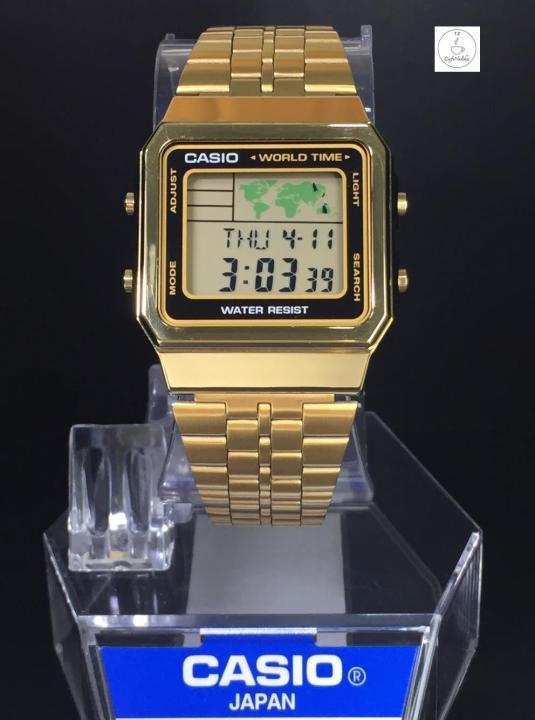นาฬิกา-casio-รุ่น-a500wga-1df-ตัวเรือนสีทอง-หน้าจอระบบดิจิตอล-ของแท้-100-cafenalika