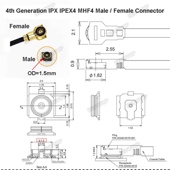 bevotop-10pcs-ipex4-cable-ipex4-mhf4-female-to-rp-sma-sma-female-wifi-antenna-rf-cable-rf1-13-pigtail-extension-cable-assembly