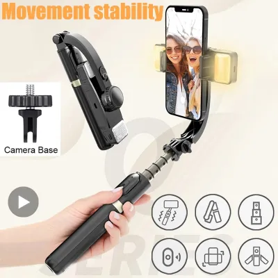 ไม้เซลฟี่ Gimbal Stabilizer ขาตั้งหลอดไฟ Led สำหรับที่วางโทรศัพท์มือถือในรถโทรศัพท์กล้องแอคชั่นแคมเมราไม้เซลฟี่สำหรับสมาร์ทโฟนมือถือ