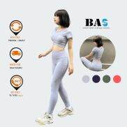 Đồ Tập Yoga Nữ BAS, Áo Croptop Basic Vạt Chéo Phối Quần Legging Nâng Mông