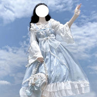 Blue Alice In Wondeland Cute Lolita Dress for Women Japanese Tea Party Soft Girl Kawaii Princess Dress Fairy