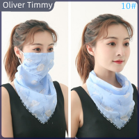 Oliver Timmy ผ้าพันคอสตรีที่แขวนหู Syal Sutra ผ้าเช็ดหน้ากันฝุ่นเวลาขี่จักรยานกลางแจ้ง