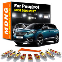 MDNG 22Pcs Canbus สำหรับ Peugeot 5008 2009-2014 2015 2016 2017หลอดไฟ LED ภายในโดม Trunk Light Kit โคมไฟรถไม่มีข้อผิดพลาด