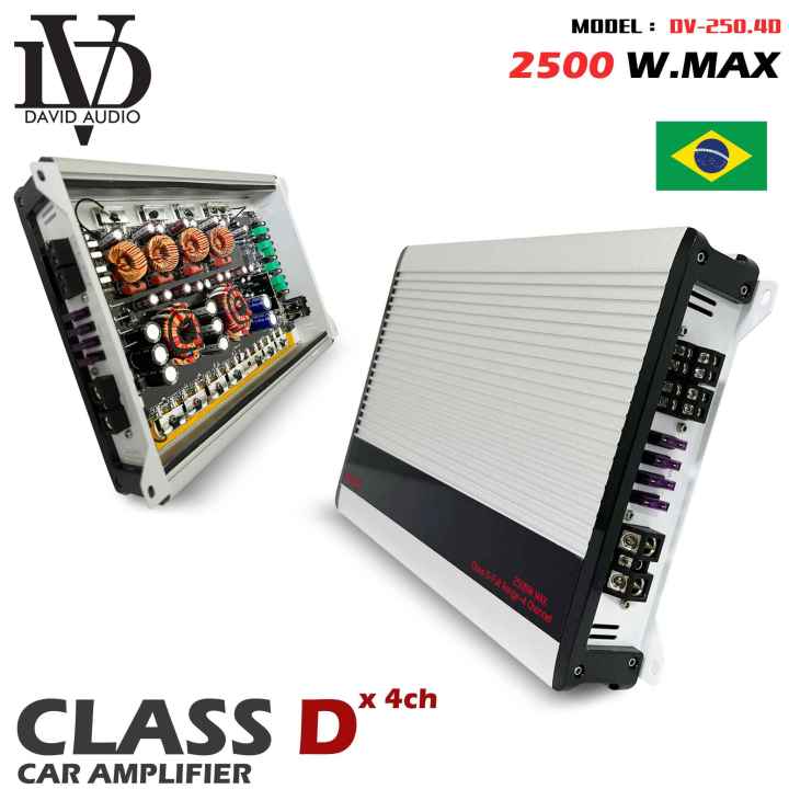 คลาสดี-4-ชาแนล-แอมป์รถยนต์-amp-brazil-class-d-4ch-กำลังขับสูงสุด-2500-วัตต์-รุ่น-dv-250-4d-พาวเวอร์แอมป์