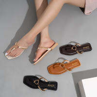 Chain Buckle Designer nd lip Flops Outdoor Beach Flat Non-slip Woman Sandals Concise Slides Spring Autumn Female Shoes