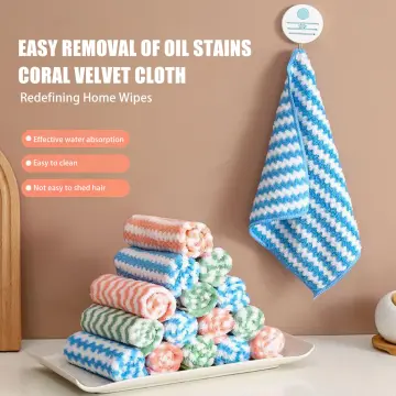 10pcs/set Coral Velvet Dish Cloth, Kitchen Cleaning Towel, Lazy Rag, Water  Absorption, No Hair Removal, Hand Wipe