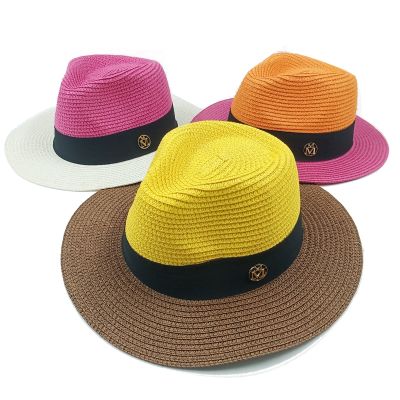 【CC】 Beach Hats Men Hat M Band Panama Formal Jazz Cap Wide Brim Sombreros De Mujer