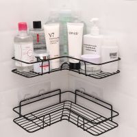 Iron Bathroom Shelf Shower Wall Mount Shampoo Storage Holder With Suction Cup No Drilling Kitchen Storage Bathroom Accessories Bathroom Counter Storag