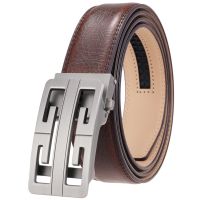 Designer Buckle Genuine Cow Leather Belts For Men Luxury Gift Formal Ceinture Homme Business Cowboy Waistband Trouser Belts