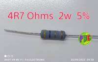 4.7 Ohm Ω 4R7 4E7 4.7R 4.7E 2W ± 5% ตัวต้านทานฟิล์มคาร์บอน 10 pcs