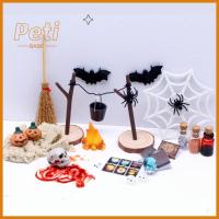 Petbabe บ้านตุ๊กตา DIY ชุดของเล่นสยองขวัญตกแต่งเทศกาล1/12 1/6ของเล่นตกแต่งฮาโลวีนหัวกะโหลกหัวค้างคาวของเล่นตุ๊กตาอุปกรณ์เสริมบ้านตุ๊กตา