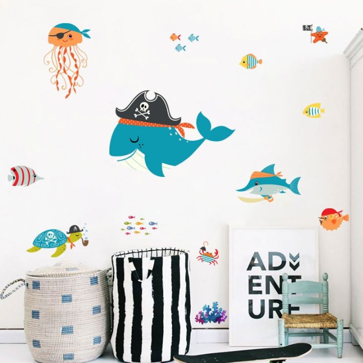 1pcs-cartoon-pirate-whale-underwater-world-wall-sticker-for-kids-room-maternal-and-child-series-new-products-home-decals