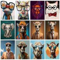 RUOPOTY ภาพวาดพร้อมกรอบโดยตัวเลข Alpaca รูปวาดสัตว์ด้วยตัวเลขบนผ้าใบภาพวาดตัวเลข Diy ของตกแต่งบ้านสร้างบรรยากาศของขวัญ