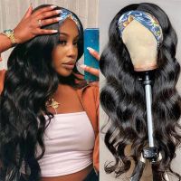 【YD】 Headband Wig Human Hair 180  Density Wigs Glueless