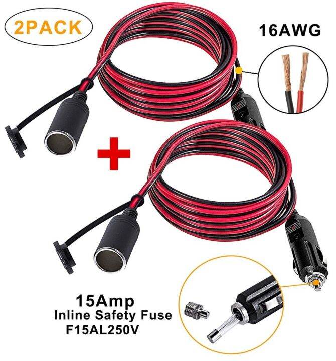 12V Cigarette Lighter Extension Cord, 12 volt Lighter Extension 1Meter Cord With LED Lights And