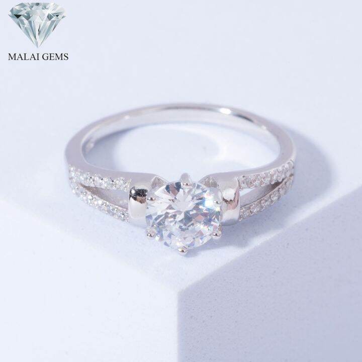 malai-gems-แหวนเพชร-แหวนเพชรชู-เงินแท้-925-เคลือบทองคำขาว-ประดับเพชรสวิส-cz-รุ่น-151-1ri63358-แถมกล่อง-แหวนเงินแท้-แหวนเงิน