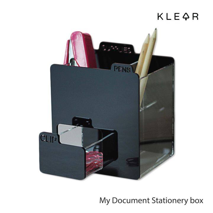 klearobject-my-document-pencil-box-กล่องอะคริลิคใส่ปากกา-ใส่ดินสอ-ที่ใส่เครื่องเขียนตั้งโต๊ะ-ใส่คลิปหนีบกระดาษ-อะคริลิค-k187-พร้อมส่ง